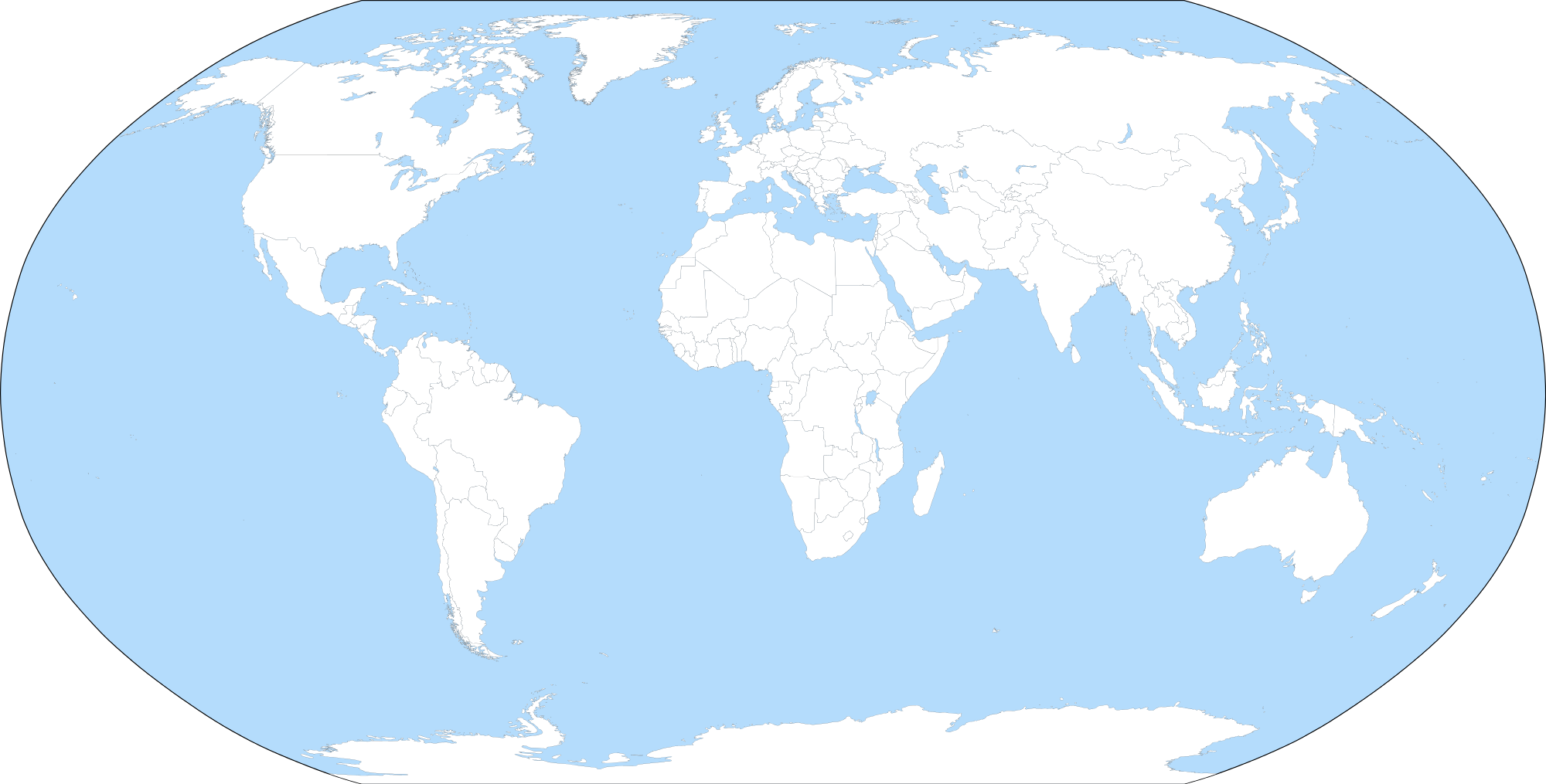 Filea Large Blank World Map With Oceans Marked In Blue Clipart