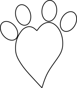 Heart clipart with paw print