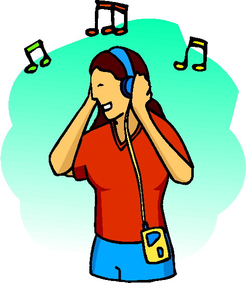 Person listening to music clipart