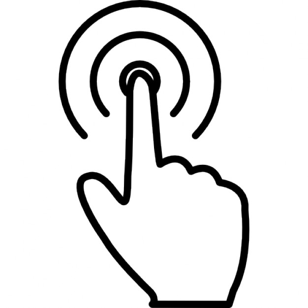 Touch with pressure of one finger of the hand on a circular button