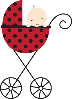Ladybug baby carriage clipart