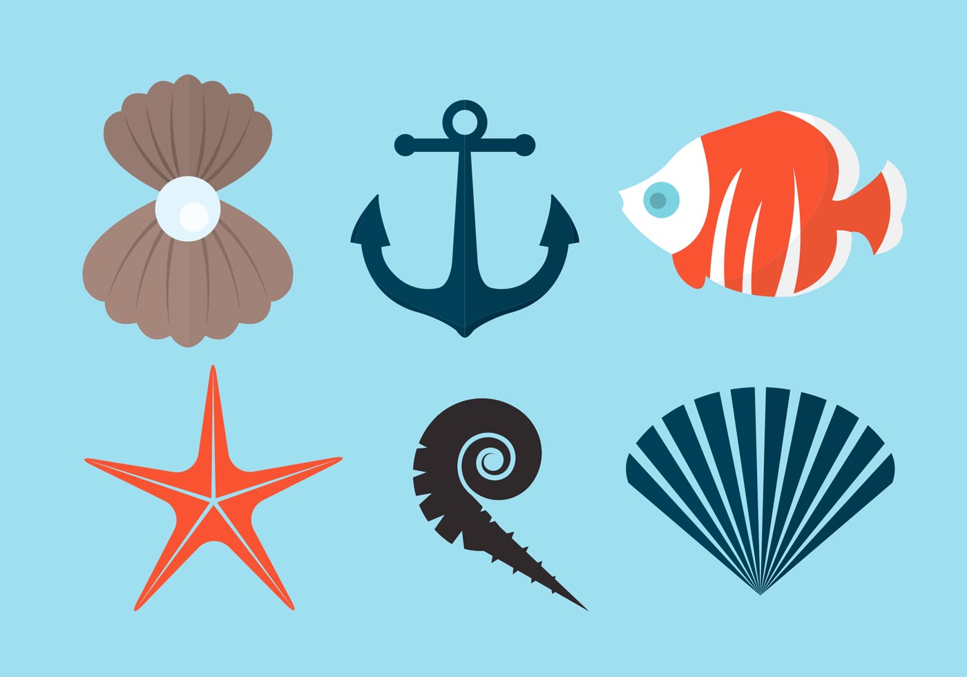 Free Vector Drawn Sea Shells - Download Free Vector Art, Stock