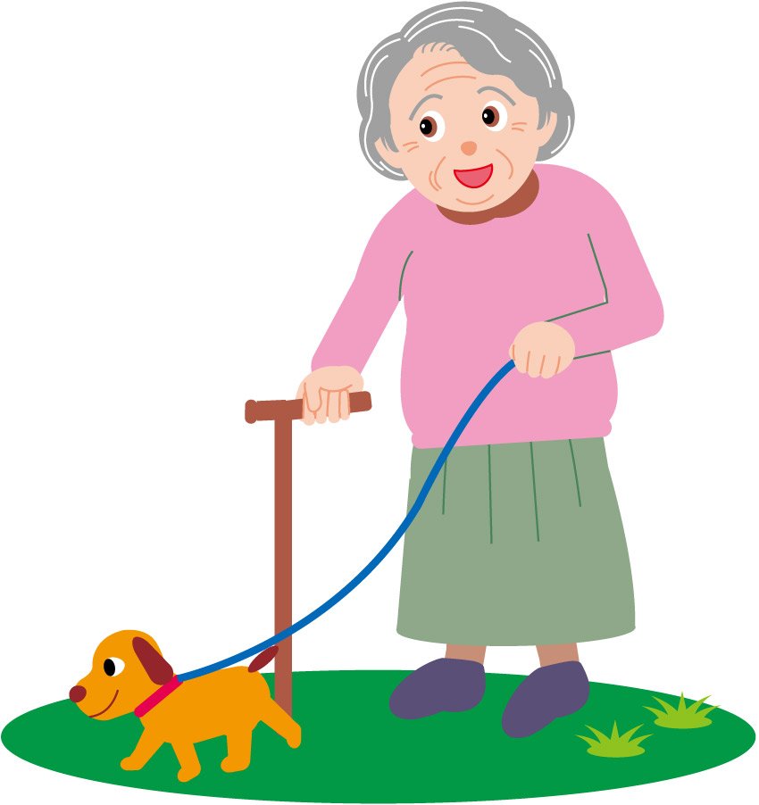 Old woman with dog clipart