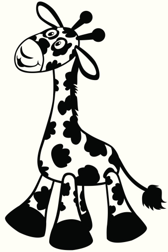 Cartoon Of A Giraffe Black And White Clip Art, Vector Images ...