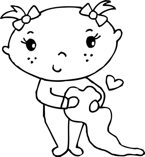 Baby girl clipart black and white