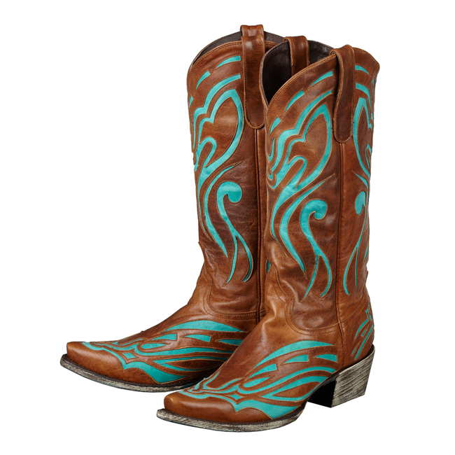 Footwear :: Bailey Cowboy Boot - Brown and Turquoise (by Lane