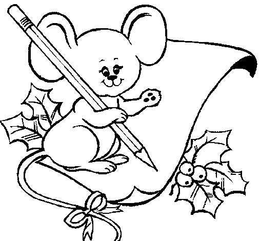 Coloring page Mouse with pencil and paper to color online ...