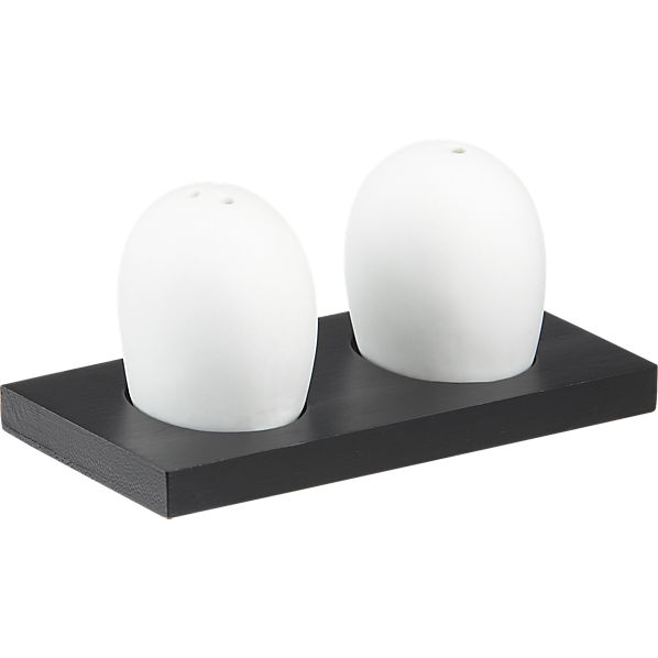 3-piece pebble salt and pepper shaker set in serving pieces | CB2