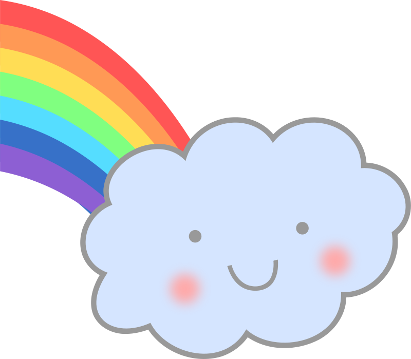 Clipart - Cute Cloud with Rainbow