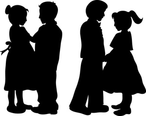 Kids Dancing Clipart Image - Silhouette of a Group of Children ...
