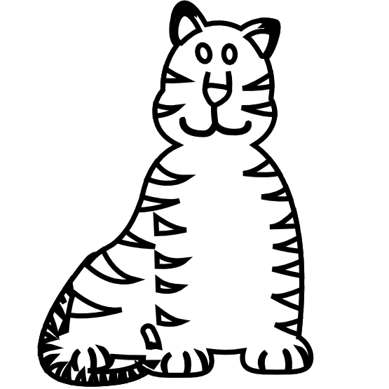 Clip Art: Animal Tiger Black White Black White ...