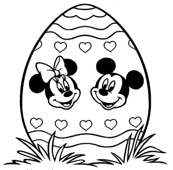 Mickey And Minnie On Easter Egg Coloring Page - Disney Coloring ...