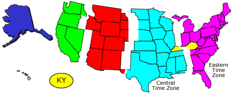 Us Time Zone Map Kentucky