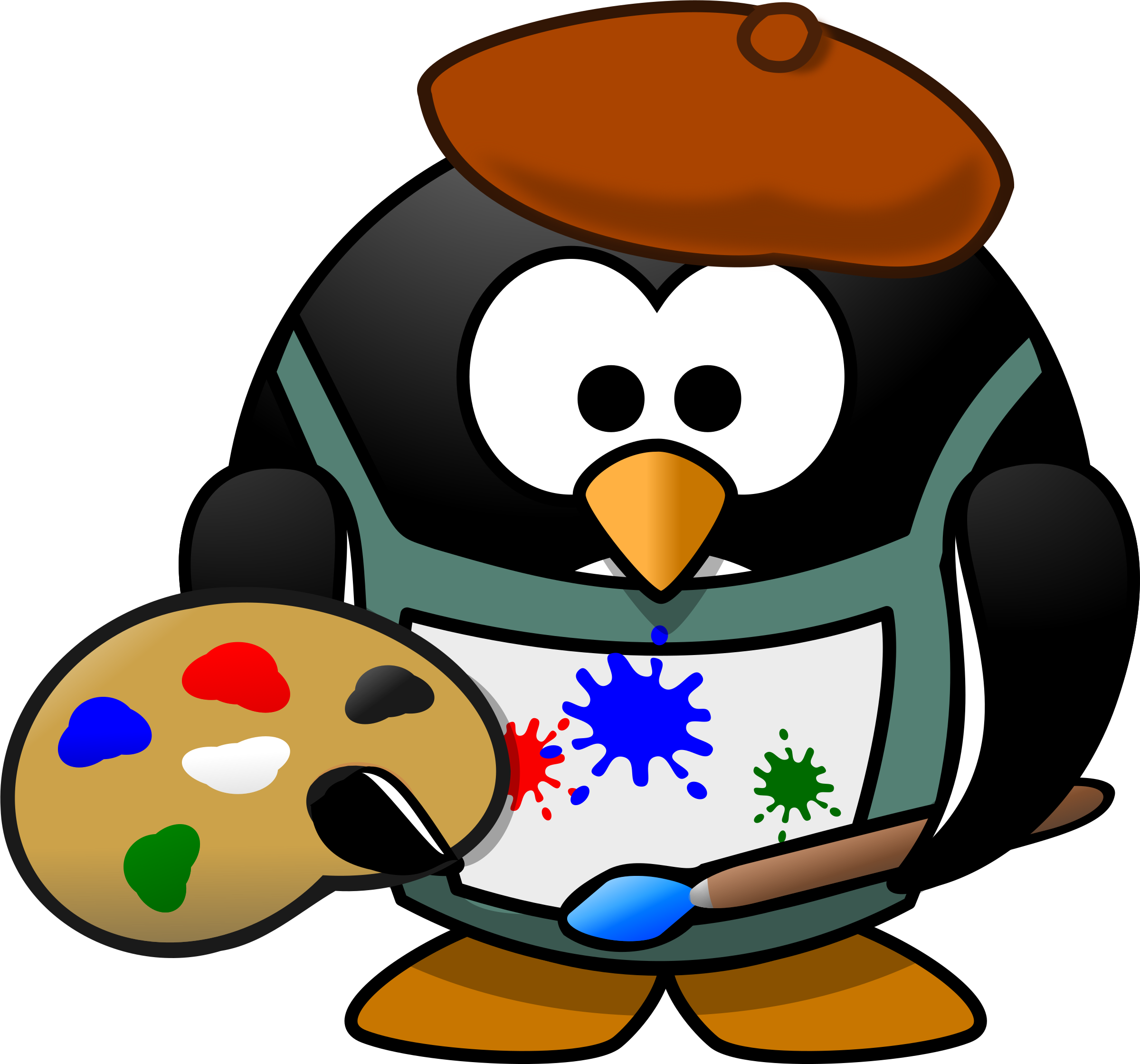 Free Painter Penguin High Resolution Clip Art | All Free Picture