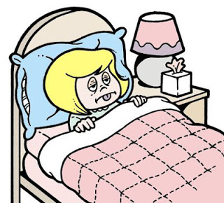 Girl sick in bed clipart