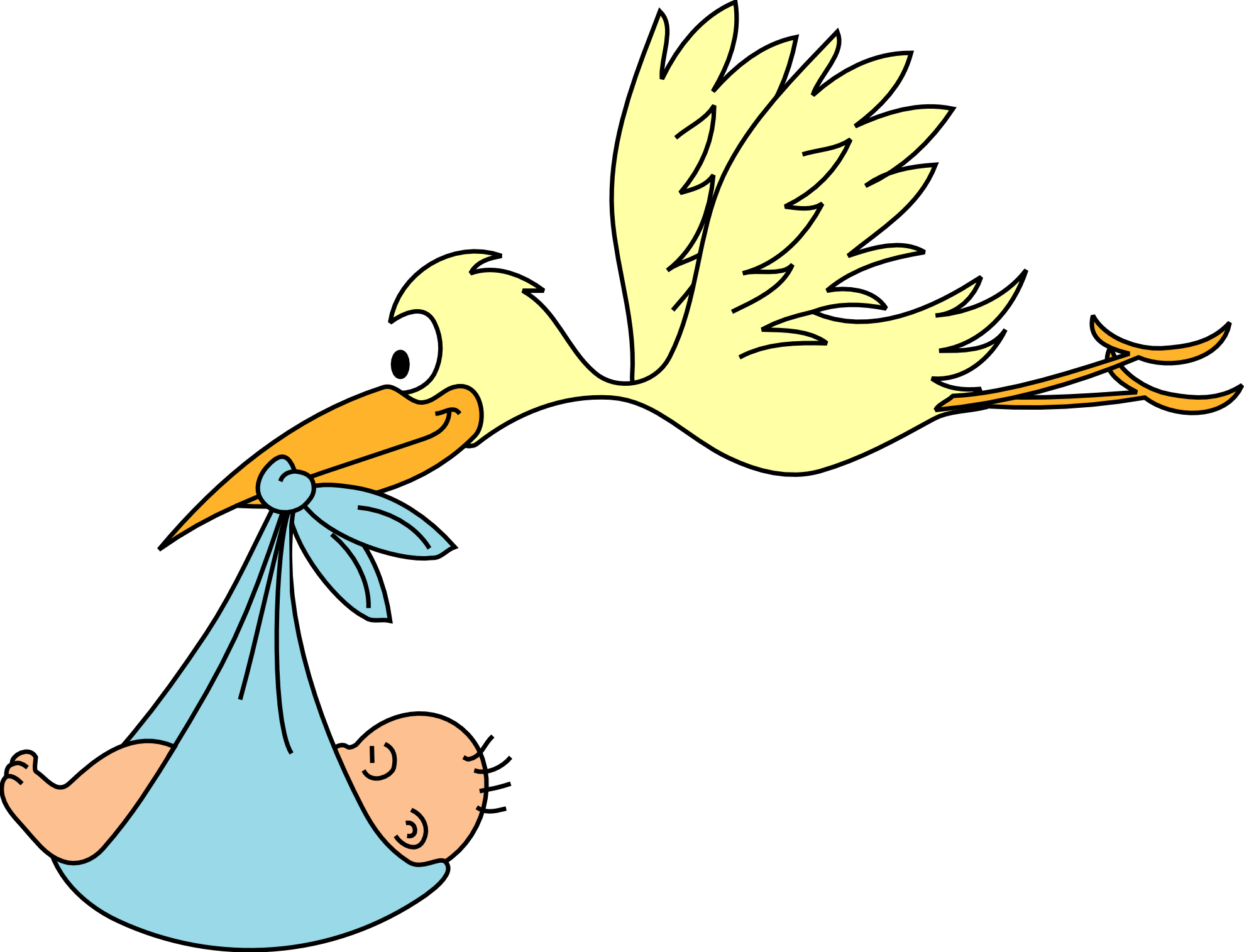 Stork With Baby Girl Clip Art Cartoon - Cliparts and Others Art ...