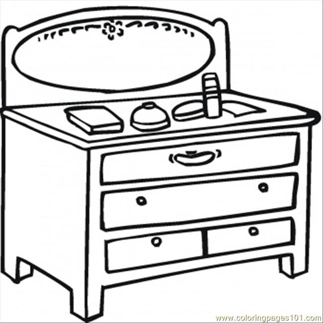 Little Table With Mirror Coloring Page - Free Furnitures Coloring ...