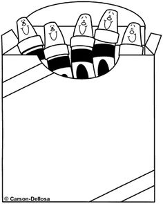Box of crayons clipart black and white