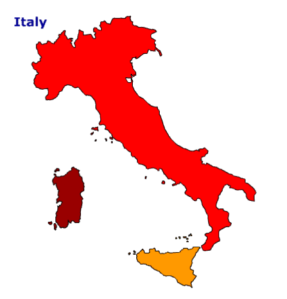 Map of Italy. Terrain, area and outline maps of Italy - CountryReports