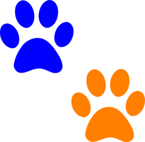 Clipart orange blue paw print