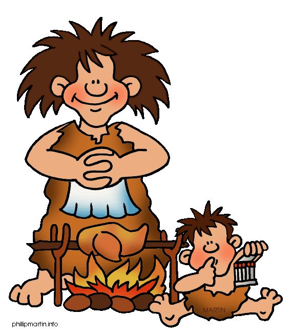 Group of stone age people clipart