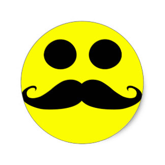 Smiley Face With Mustache Stickers | Zazzle