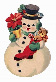 Vintage snowman clipart free