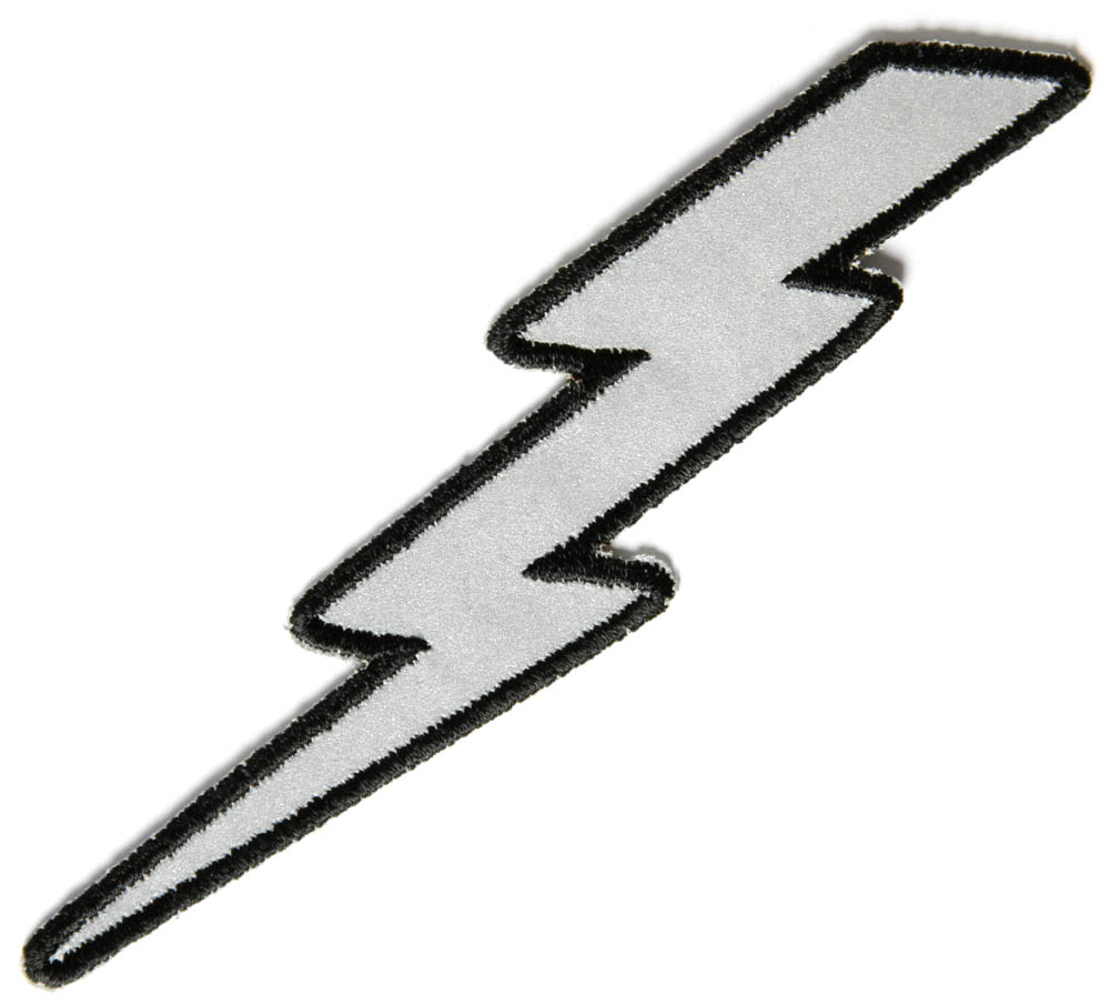 Reflective Lightning bolt left patch, embroidered iron on patch
