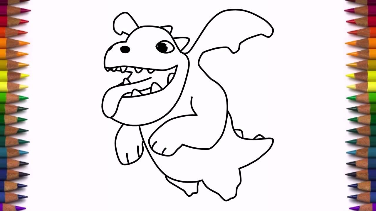 How to draw Baby Dragon from Clash of Clans characters COC drawing ...