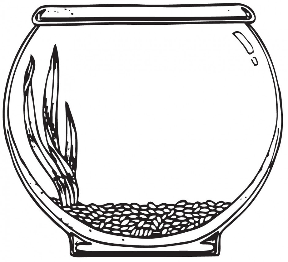 Black And White Fish Bowl Clipart