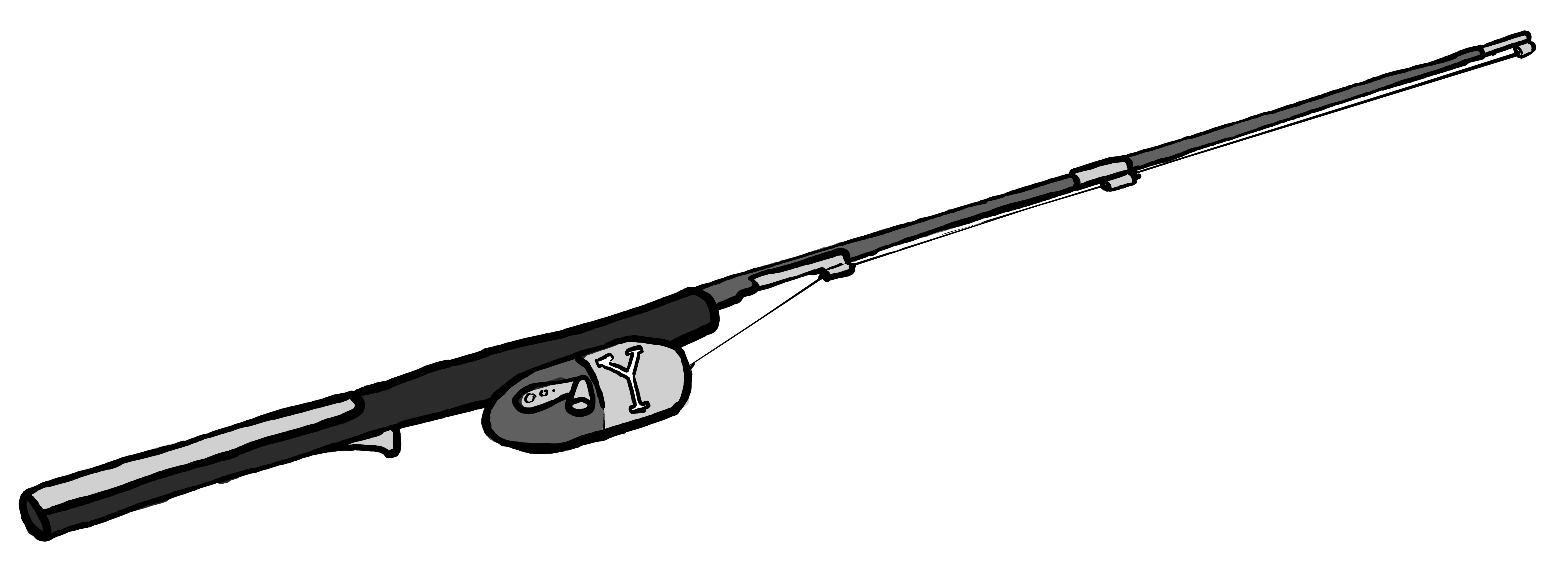 Fishing rod clipart black and white