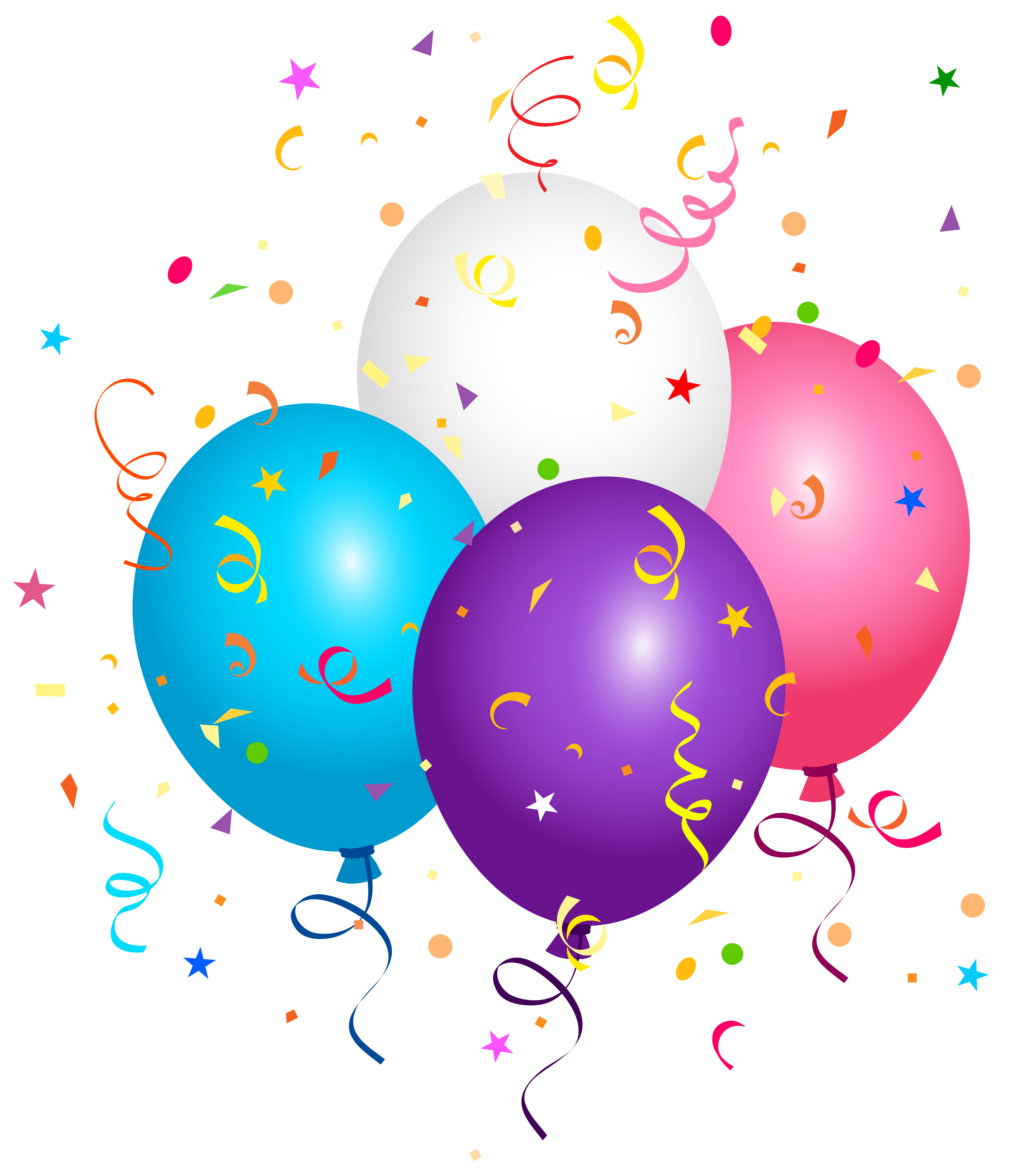 Balloons and Confetti PNG Clipart Image