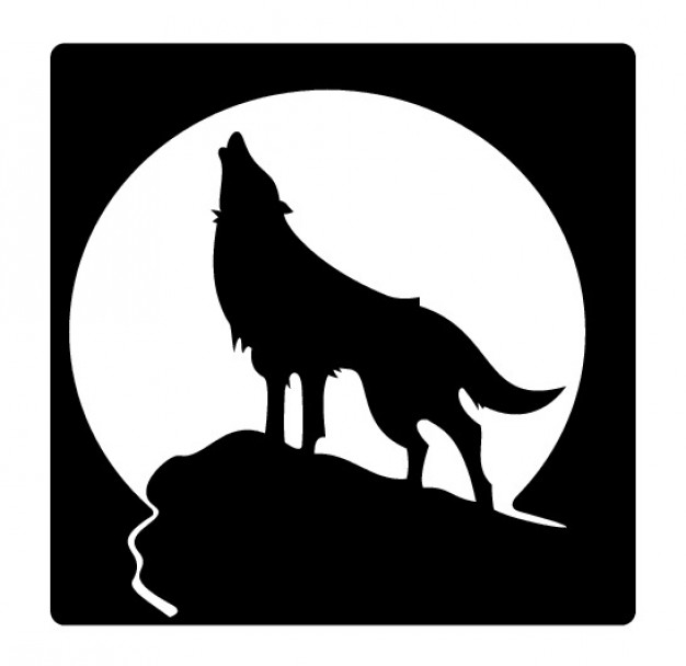 Howling wolf silhouette and full moon | Download free Vector