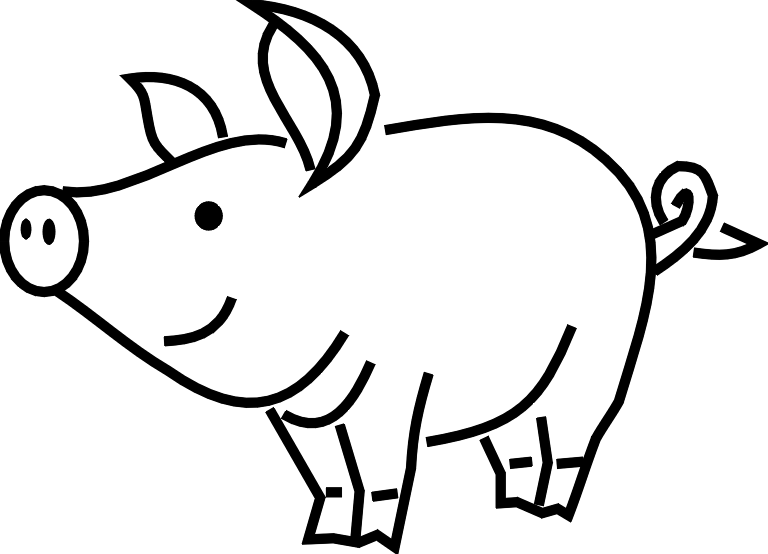free black and white pig clipart - photo #2