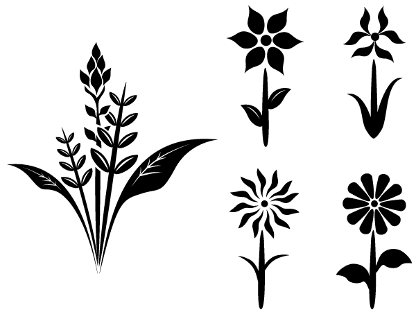 Flower Plant Silhouettes | Free Vector Clipart