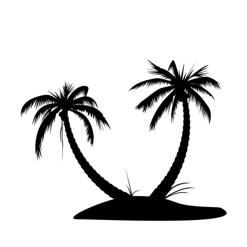 Palmtree Island Silhouette Vector | DragonArtz Designs