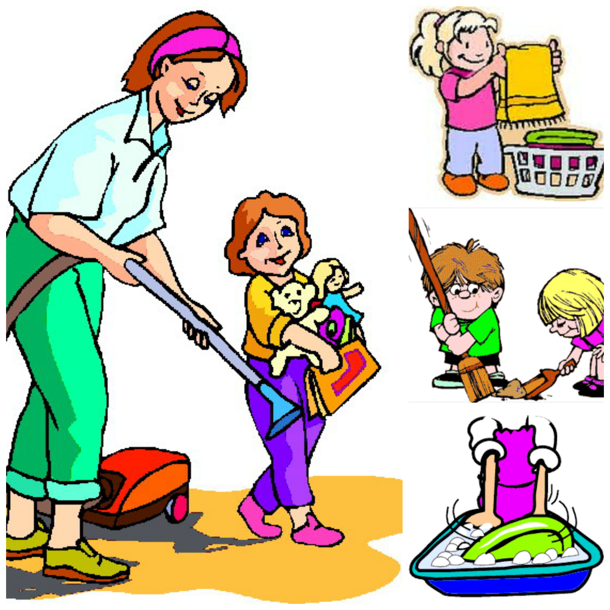 Children Helping Parents At Home Clipart