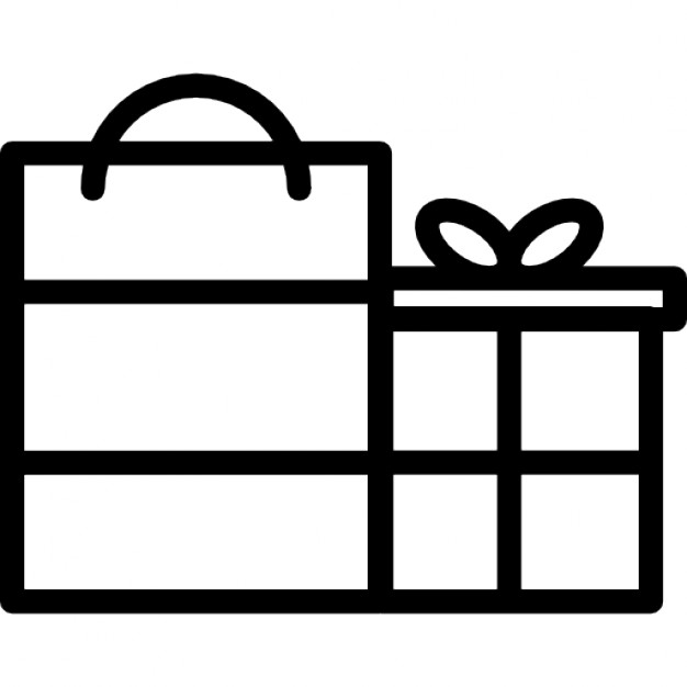 Paper bag outline and gift box Icons | Free Download