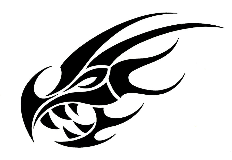 Black and white dragon head clipart