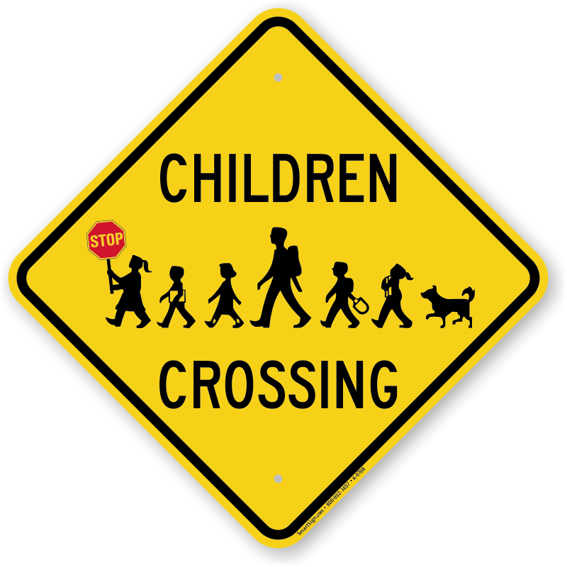 Children Crossing Signs - Stop Slow Paddles, Speed Limit Signs