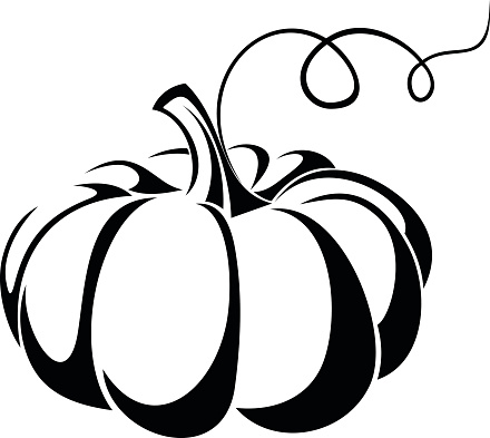 Pumpkin clipart black and white silhouette
