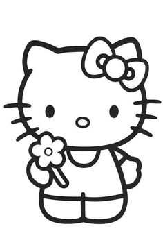 Hello kitty clipart black and white