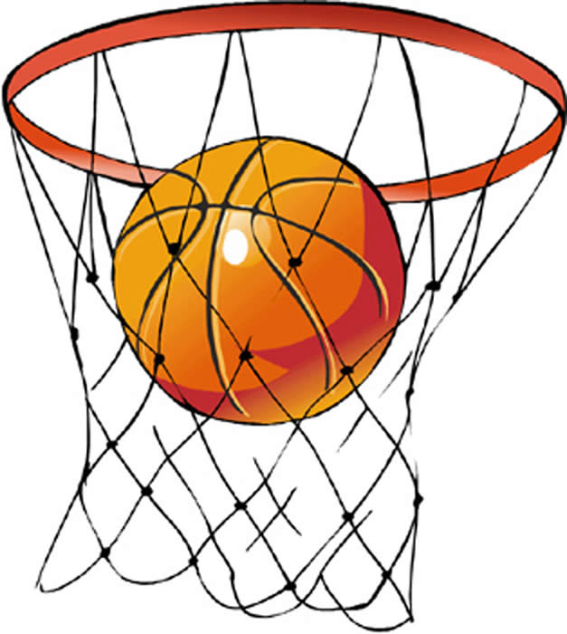 Basketball in hoop clipart