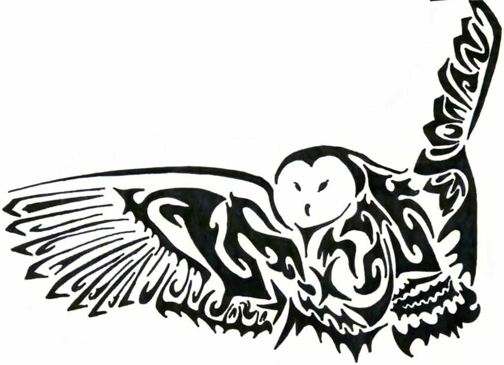 Barn Owl Tribal Tattoo Design | Tattoobite.com