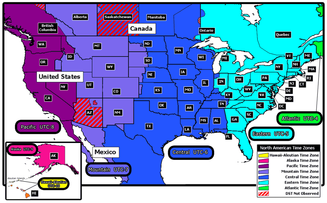 Canadian Time Zones Map Clipart - Free to use Clip Art Resource