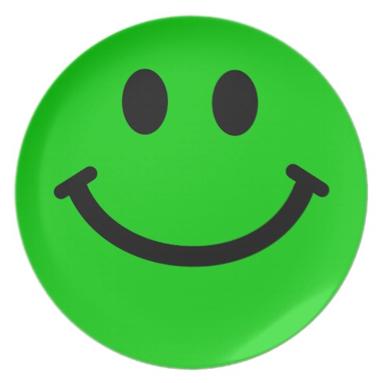 Big Green Smiley Face Plate | Zazzle