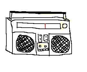 80's style boombox that takes 15 C batteries (drawing by Felipe)