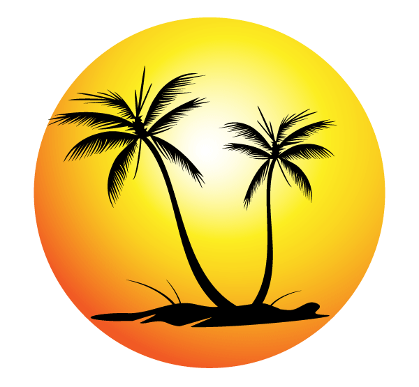 Free tropical beach palm tree logo clipart