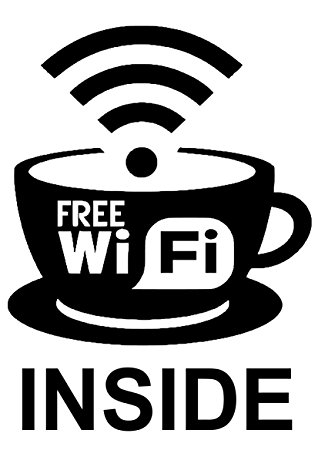 1 x Free Wifi Inside Coffee Cup Sign Symbol Sticker Decal Internet ...