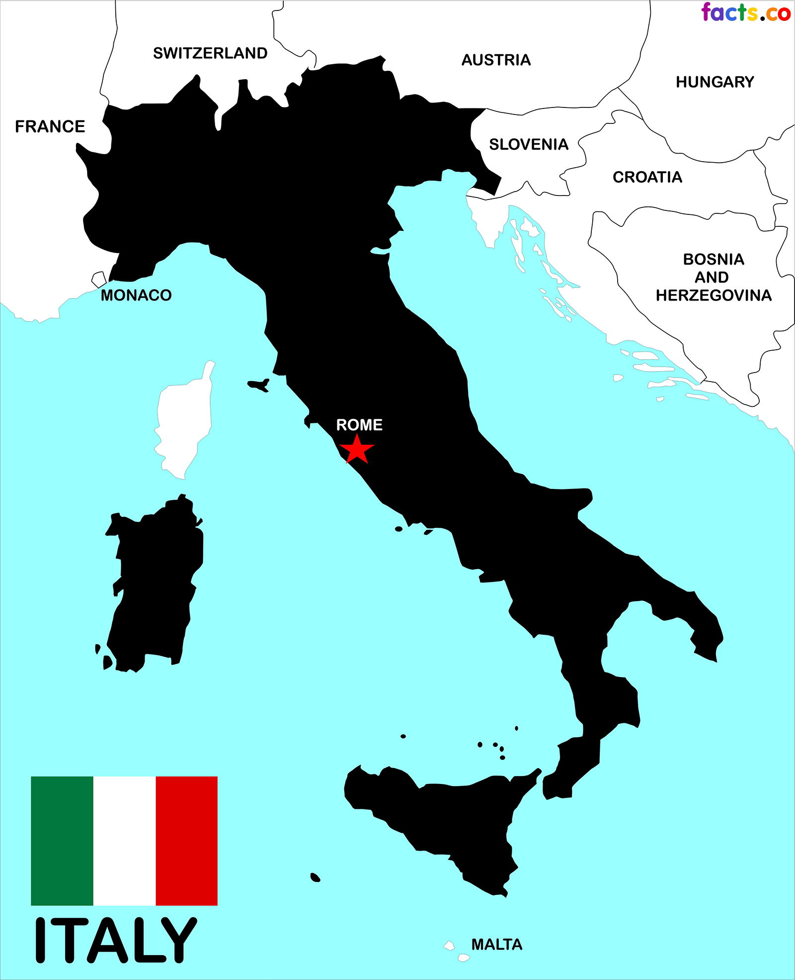 Italy Map - blank Political Italy map with cities